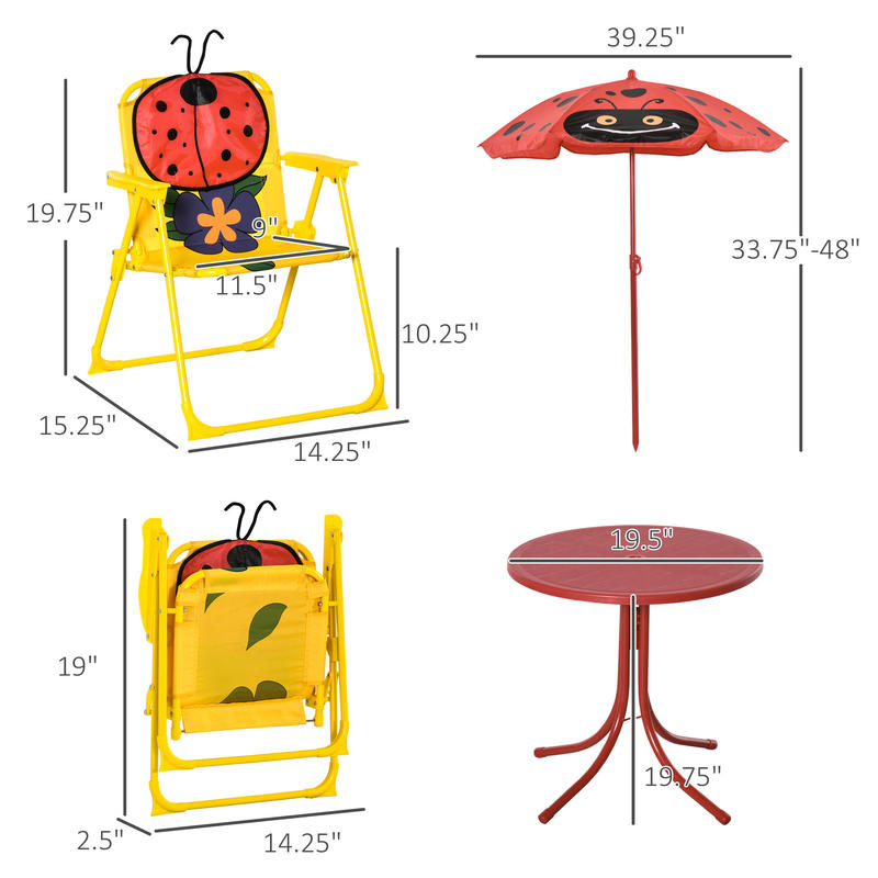 Outsunny Kids Table and Chair  - Kids Outdoor Table And Chairs With Umbrella recensie en prijs