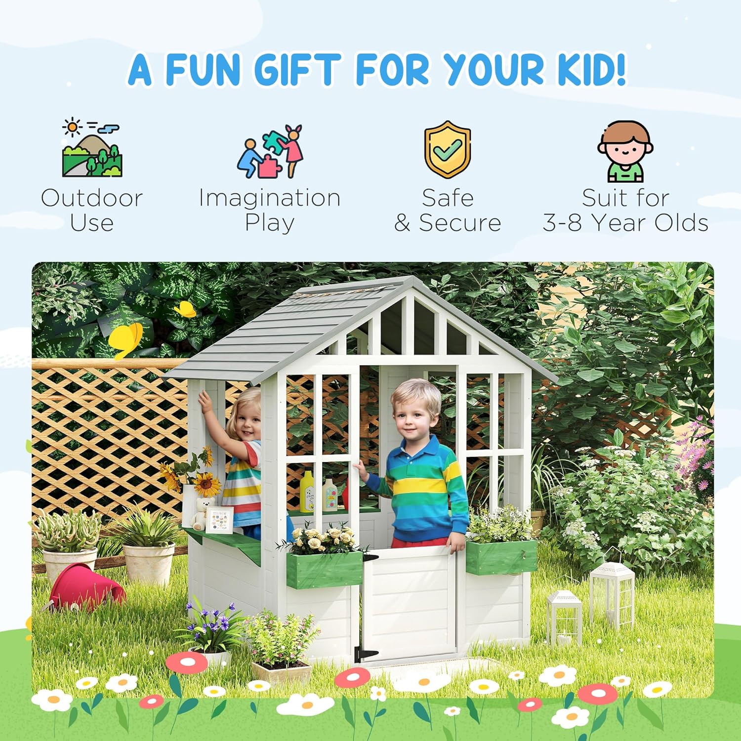 Wooden Outdoor Kids Playhouse  - Kids Outdoor Wooden Playhouse recensie en prijs