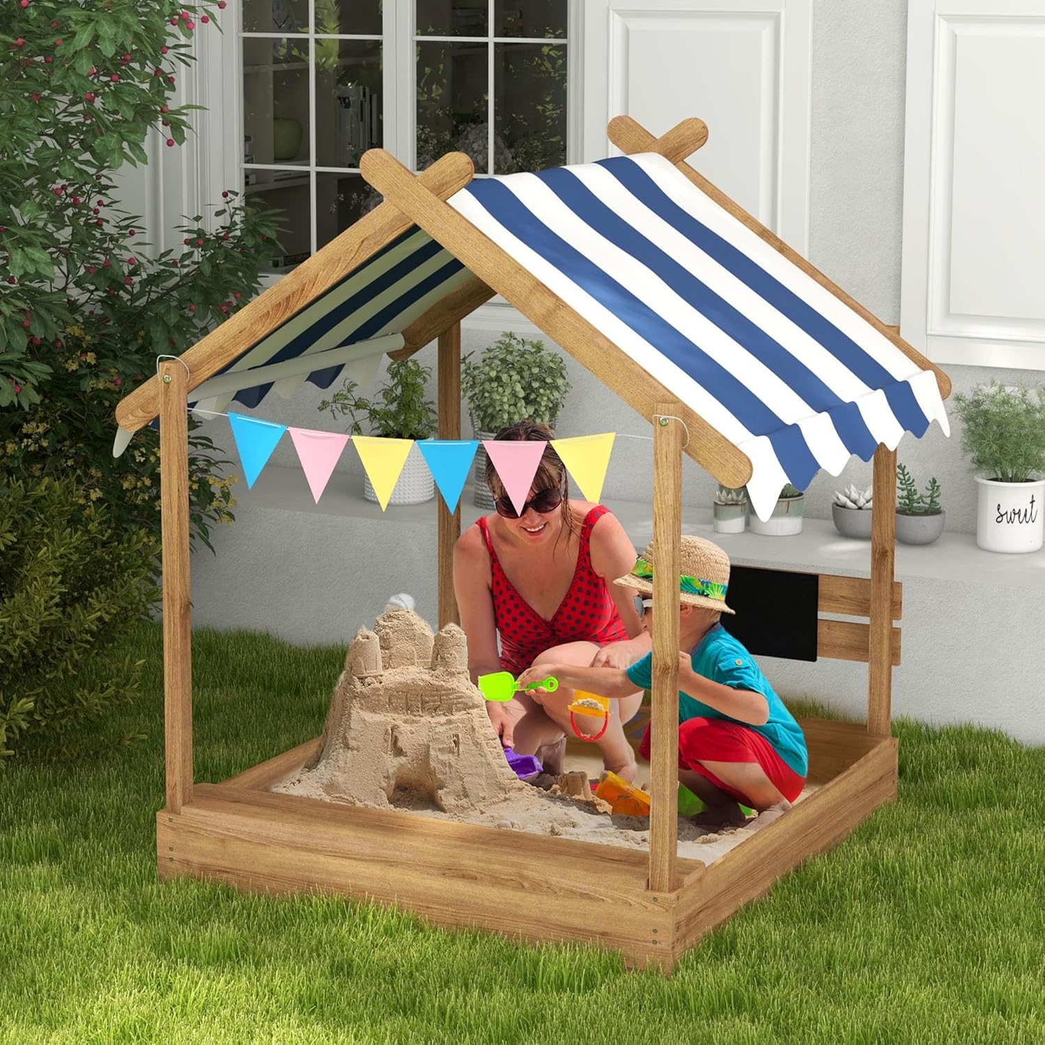 Wooden Sandbox with Canopy, Ki - Kids Outdoor Sink recensie en prijs