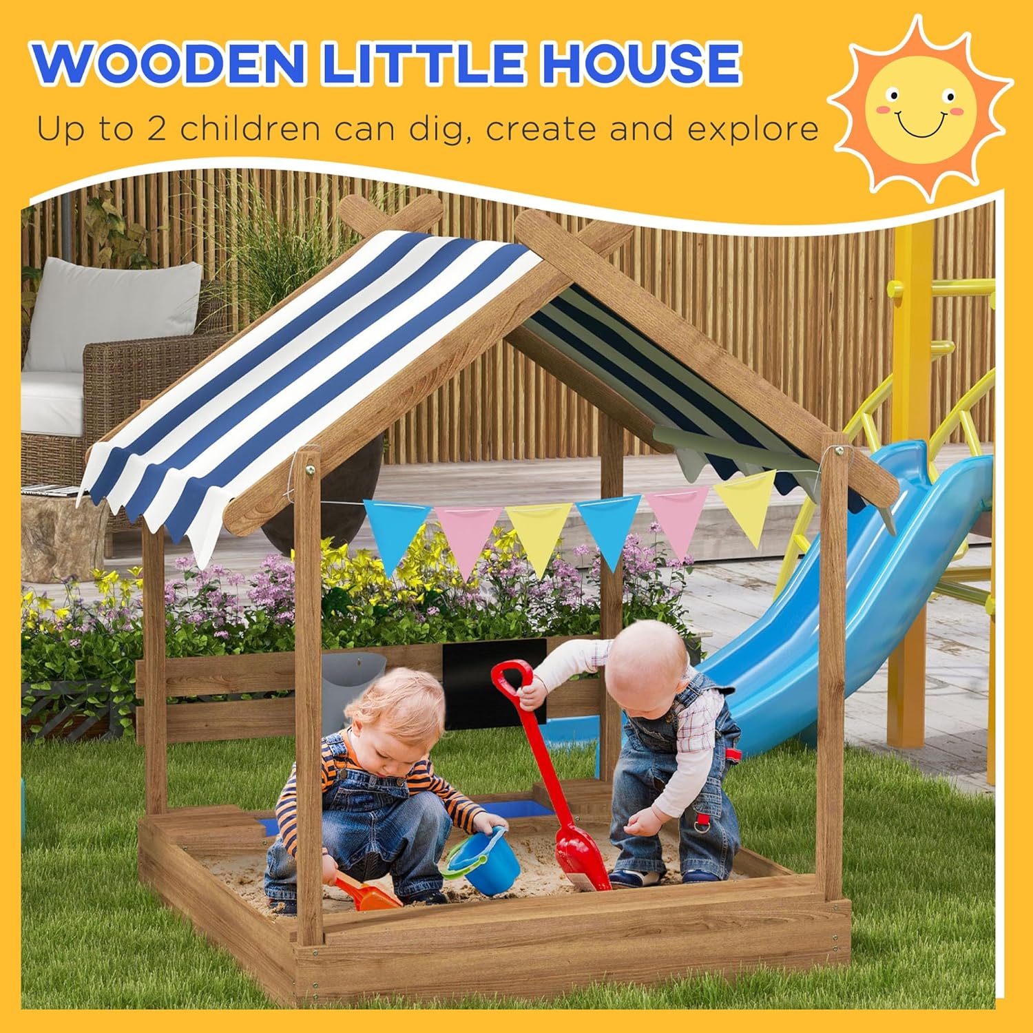 Wooden Sandbox with Canopy, Ki - Kids Outdoor Sink recensie en prijs